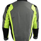 M Boss Motorcycle Apparel BOS11706 Men's Grey/Hi-Vis Green Nylon Motorcycle Racer Jacket with Armor Protection