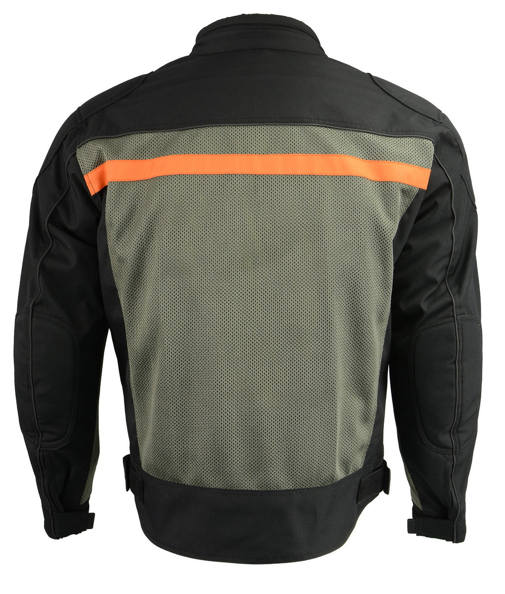 M Boss Motorcycle Apparel BOS11707 Men's Armored Black and Grey Nylon and Mesh Racer Jacket