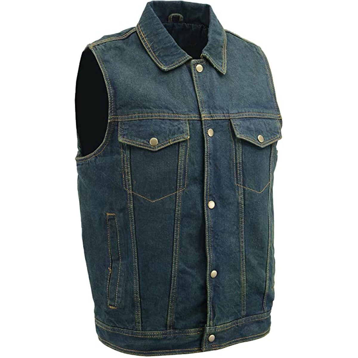 M-Boss Motorcycle Apparel BOS13006 Men’s Classic Blue Denim Biker Vest