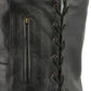 M Boss Motorcycle Apparel BOS13508 Men's Black Side Lace Leather Vest with Quick Draw Pocket