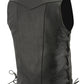 M Boss Motorcycle Apparel BOS13508 Men's Black Side Lace Leather Vest with Quick Draw Pocket