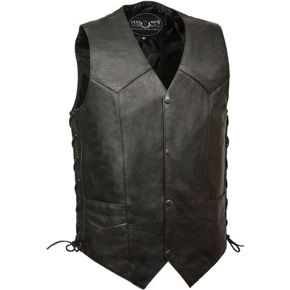 M-Boss Motorcycle Apparel BOS13516T Men’s Black ‘Tall Size’ Conceal and Carry Classic Biker Leather Vest