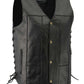 M-Boss Motorcycle Apparel BOS13517 Men’s Classic Black Leather 'Side Laced' Motorcycle Biker Rider Vest