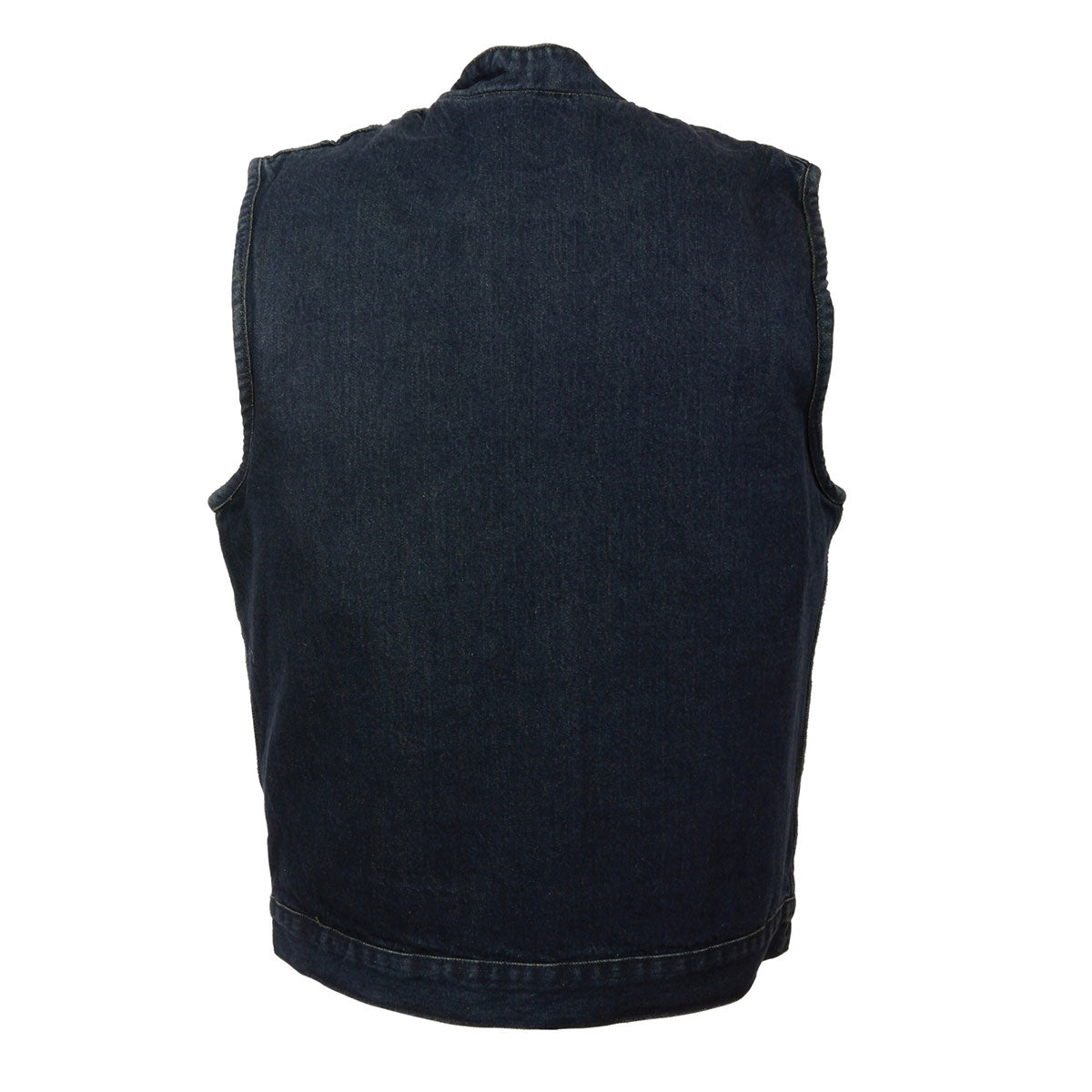 M Boss Motorcycle Apparel Apparel BOS13520 Men's Blue Denim Snap Front Club Style Motorcycle Rider Vest