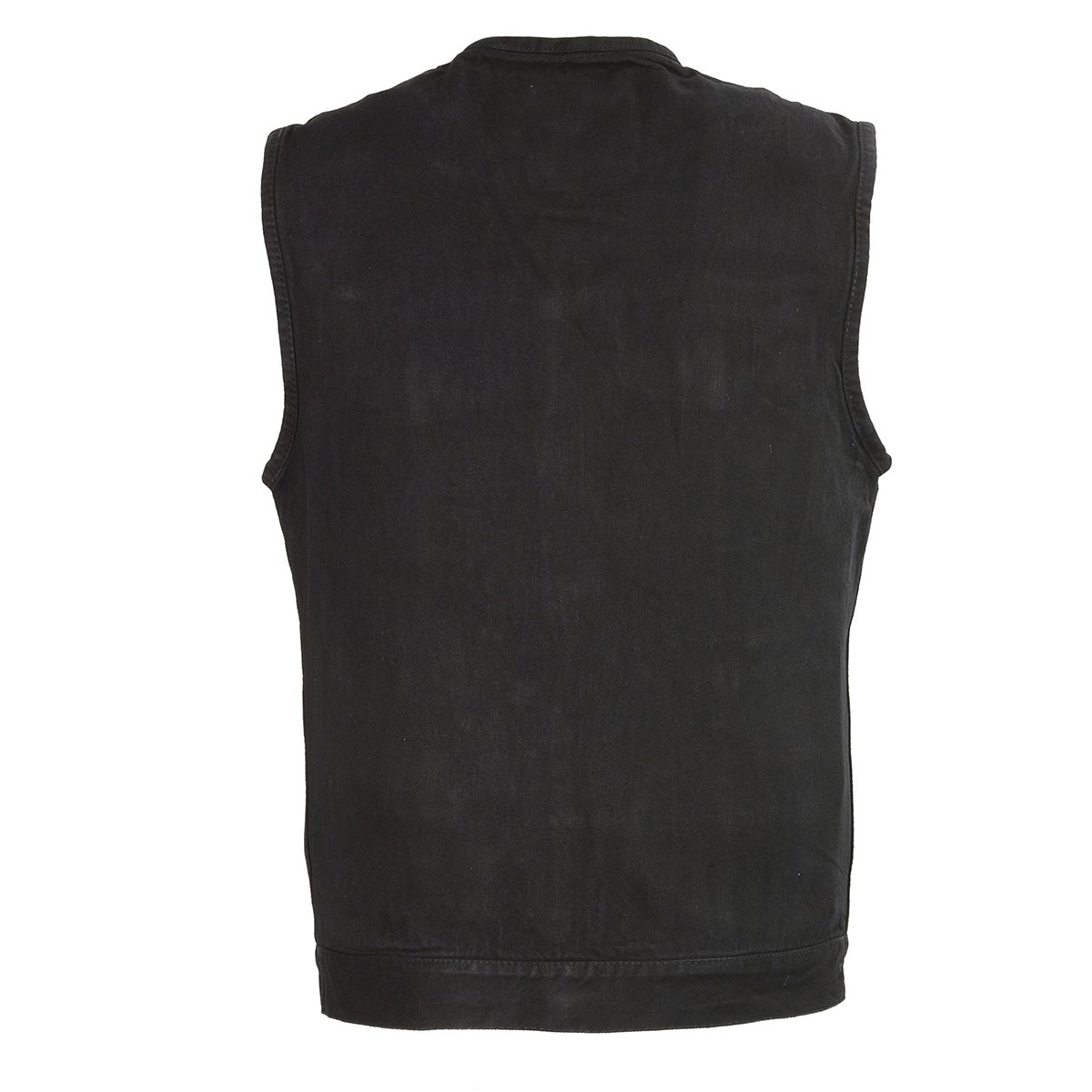 M-Boss Apparel BOS13521 Men's Black Snap Front Denim Club Style Vest with Conceal and Carry Pocket