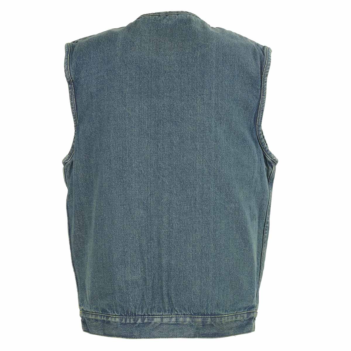 M-Boss Apparel BOS13521 Men's Black Snap Front Denim Club Style Vest with Conceal and Carry Pocket
