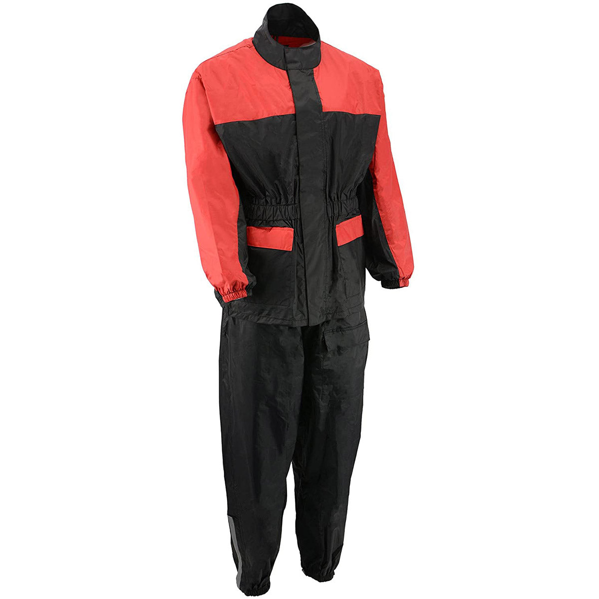 M-Boss Motorcycle Apparel BOS19500 Men’s Black and Red 2-Piece Motorcycle Rain Suit