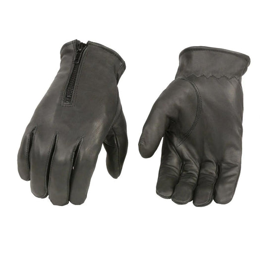 M Boss Motorcycle Apparel BOS37531 Men's Black Unlined Leather Gloves with Zipper Closure