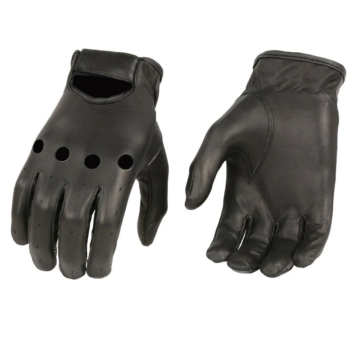 M Boss Motorcycle Apparel BOS37534 Men's Black Unlined Leather Classic Style Driving Gloves
