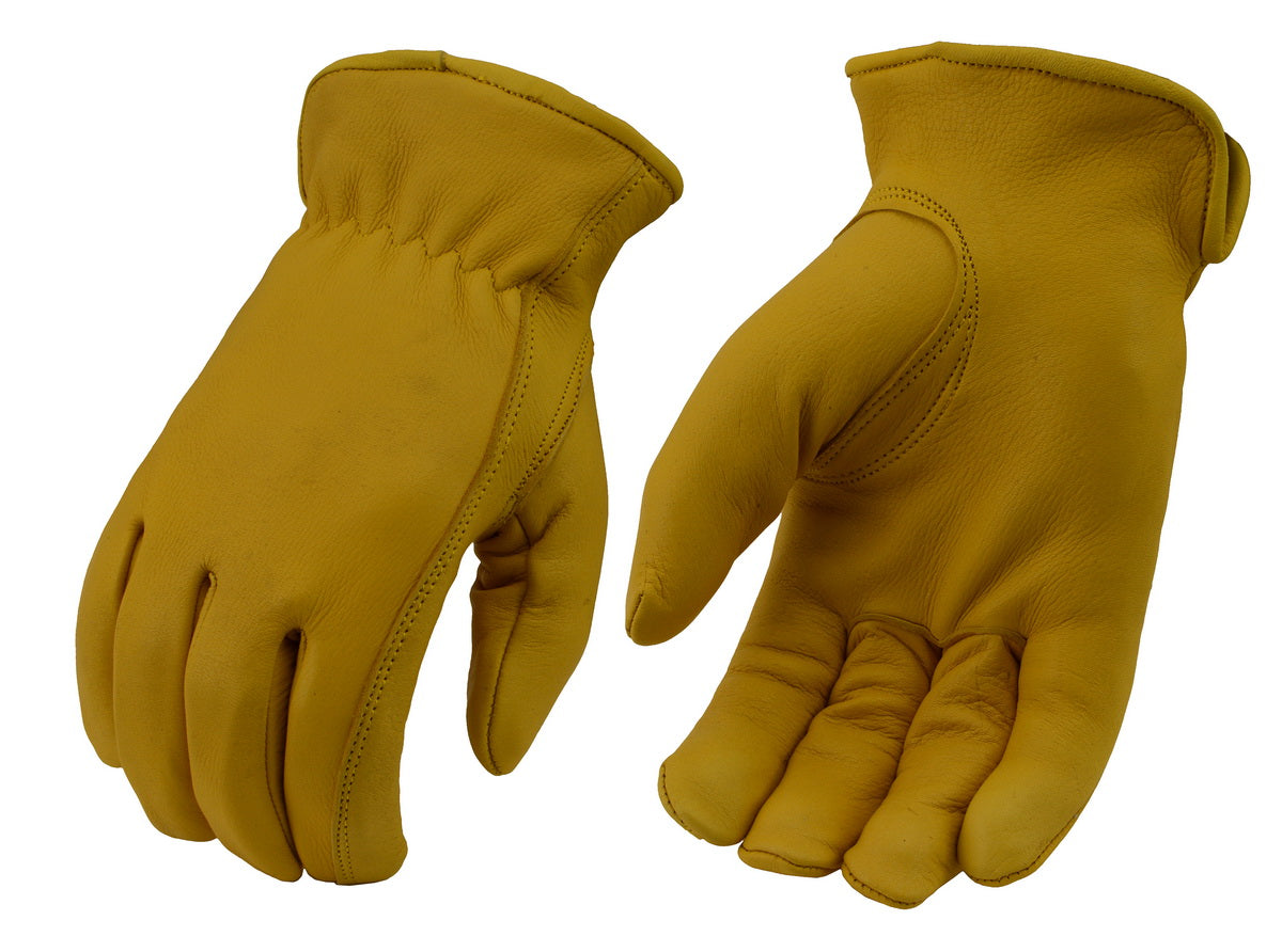 Milwaukee Leather G011T Men's Tan Full Grain Deerskin Leather Motorcycle Gloves