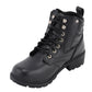 M Boss Motorcycle Apparel BOS49300 Ladies 7 inch Black Rally Style Leather Motorcycle Boots