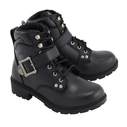 M Boss Apparel BOS49301 Women's 7-Inch Black Road Captain Leather Motorcycle Boots