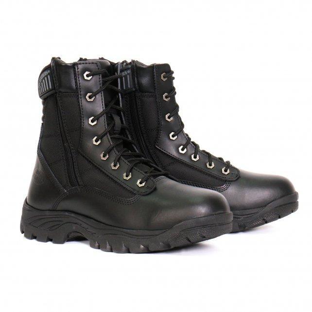 Hot Leathers BTM1012 Men's Black Leather Swat Style Lace Up Boots with Zippers