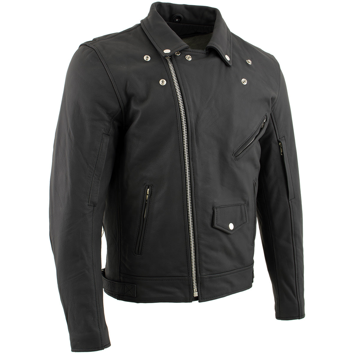 Milwaukee Leather LKM17010 Men's Reaper Premium Matte Black Leather Motorcycle Biker Riders Jacket
