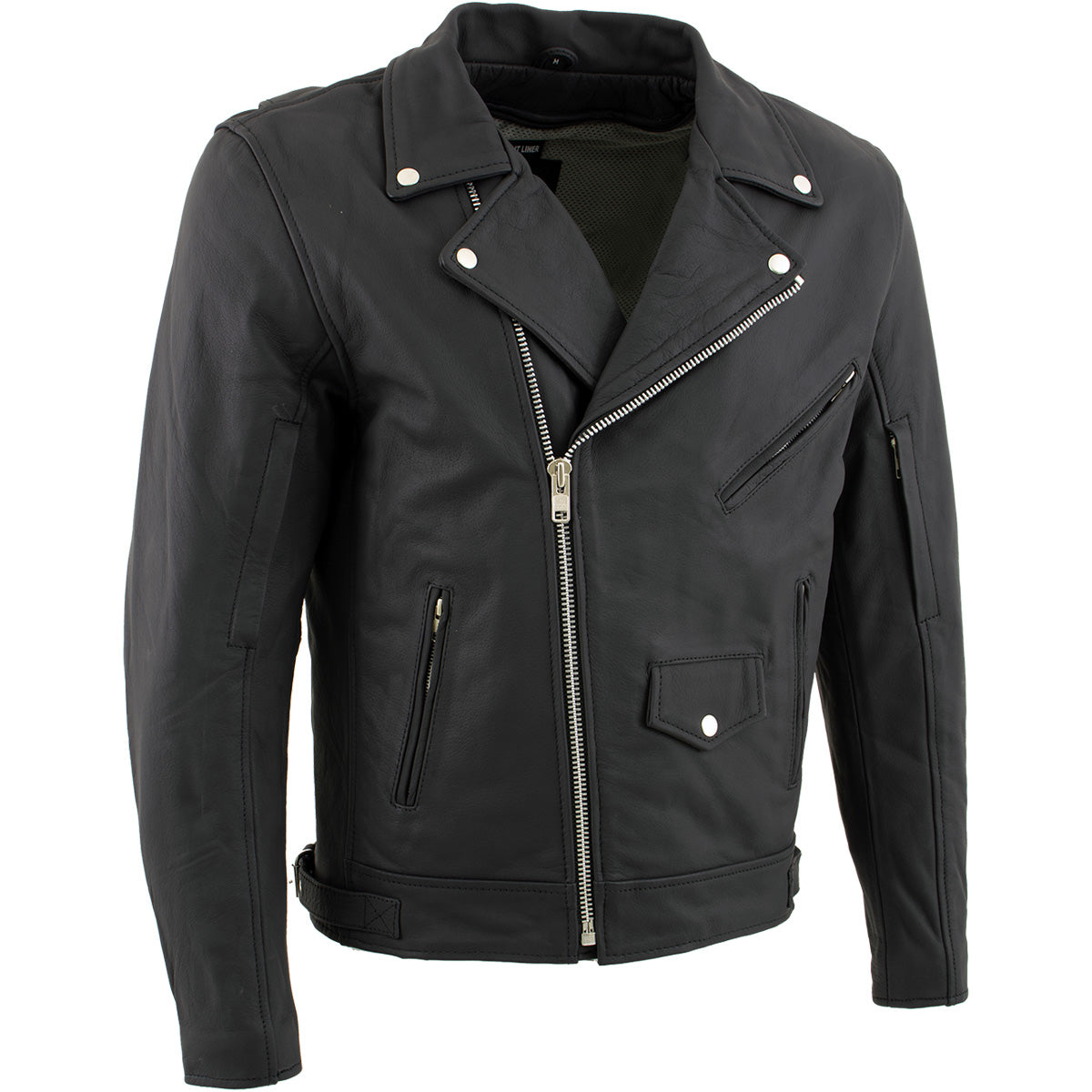 Xelement BXU10580 Men's 'Reaper' Matte Black Leather Motorcycle Biker Rider Jacket