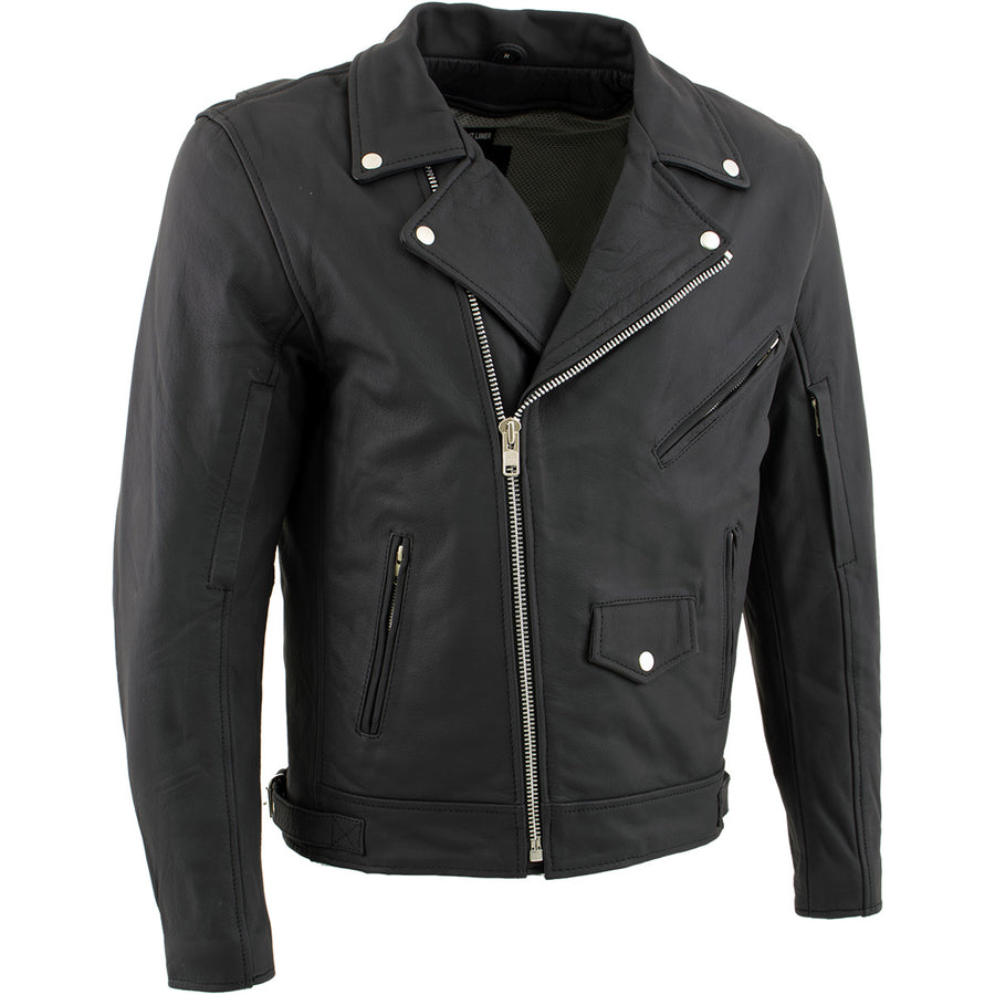 Milwaukee Leather LKM17010 Men's Reaper Premium Matte Black Leather Motorcycle Biker Riders Jacket