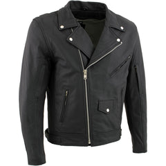 Milwaukee Leather LKM17010 Men's Reaper Premium Matte Black Leather Motorcycle Biker Riders Jacket