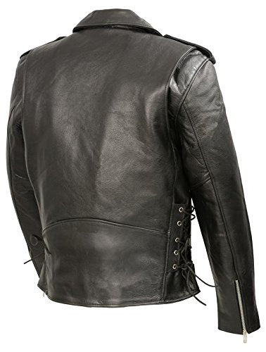 Men’s Premium Buffalo Leather Motorcycle Jacket with and Adjustable Side Laces BZ1511