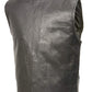 Men’s SOA Black Premium Buffalo Leather Club Style Motorcycle Rider Vest with Patch Access BZ6010