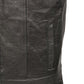 Men’s SOA Black Premium Buffalo Leather Club Style Motorcycle Rider Vest with Patch Access BZ6010