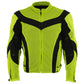 Xelement CF-6019-66 Men's 'Invasion' Neon Green Textile Motorcycle Jacket wit X-Armor Protection