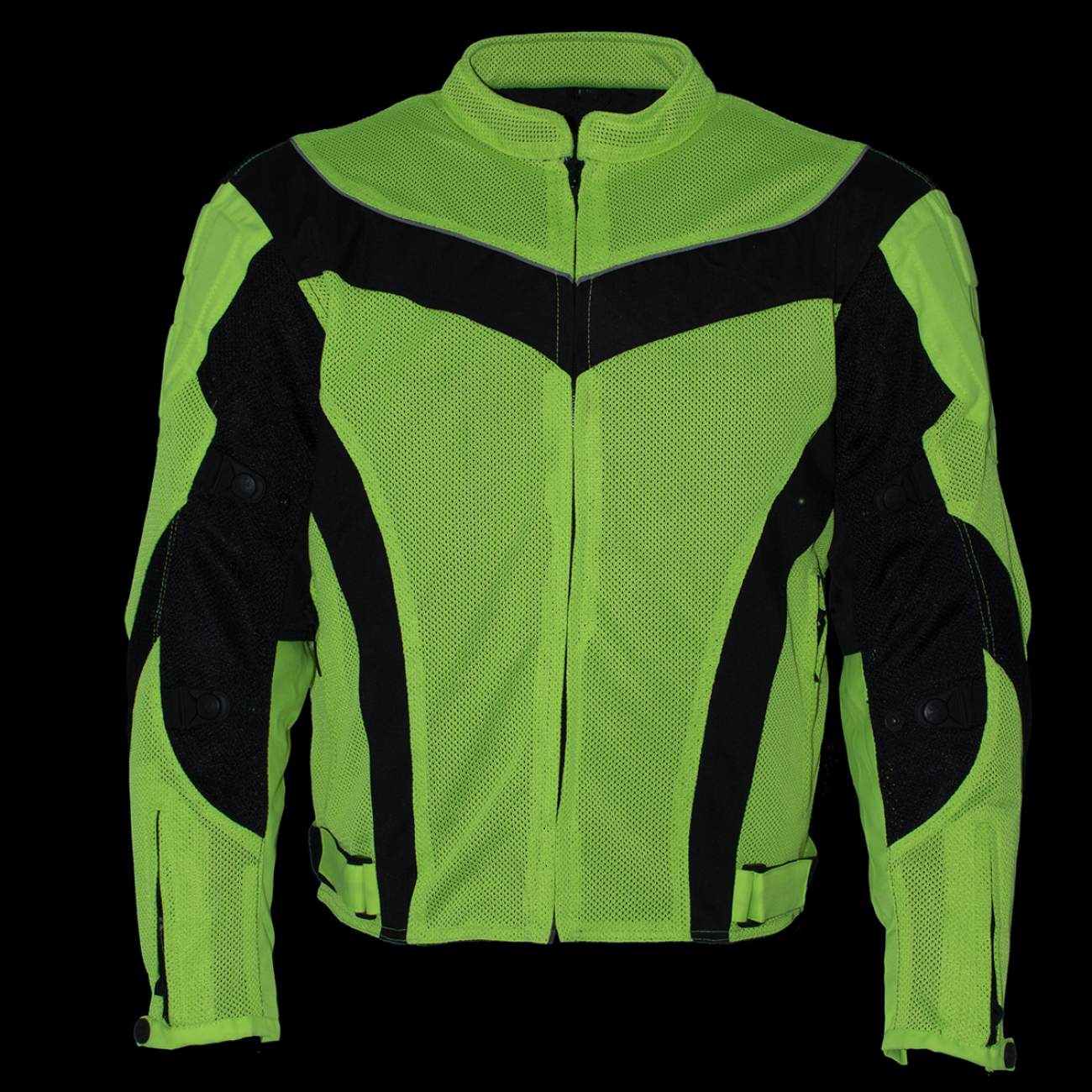 Xelement CF-6019-66 Men's 'Invasion' Neon Green Textile Motorcycle Jacket wit X-Armor Protection