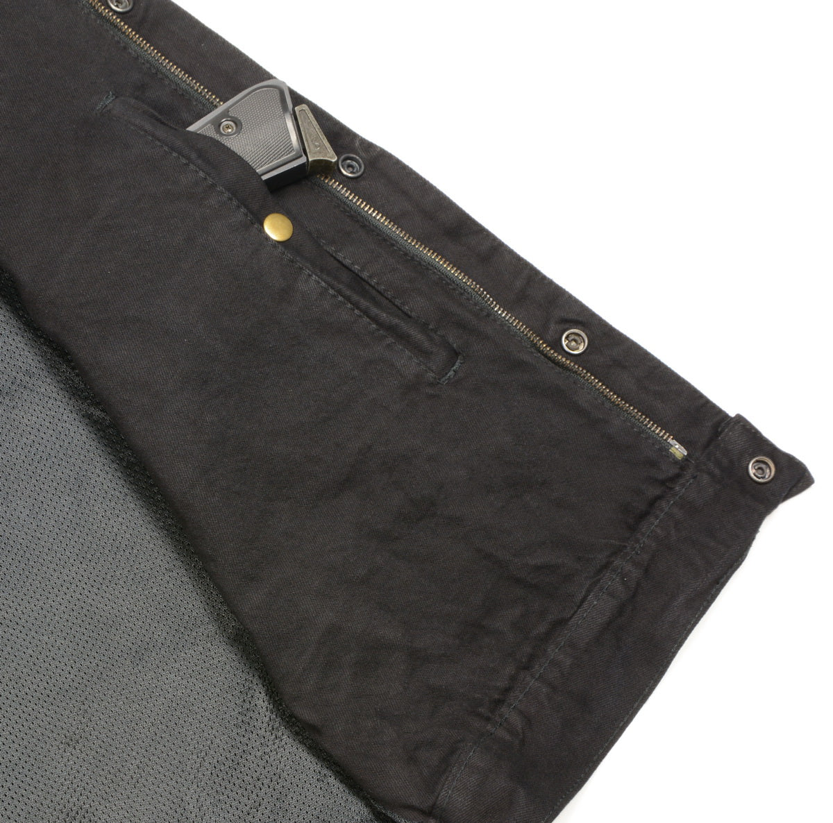 Club Vest CV3004LT Men's Black Collarless Denim Vest with Concealed Snaps and Hidden Zipper