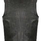 Club Vest CVM3740 Men’s Black Seamless Front and Back Design Leather Vest