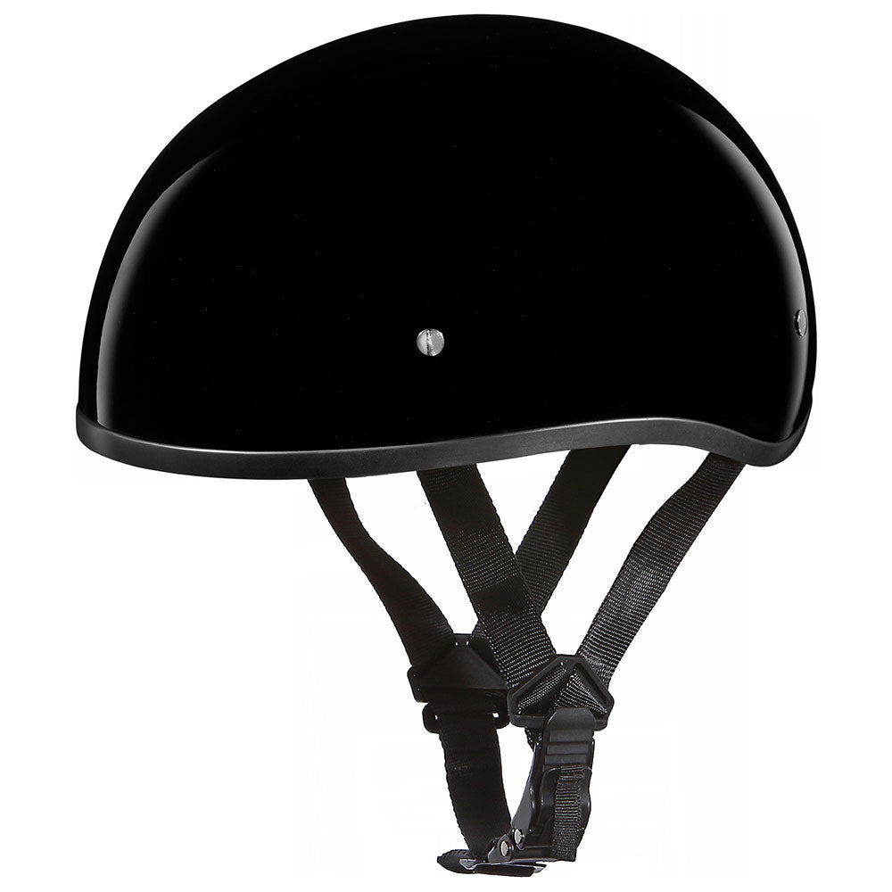 Close Out Daytona Helmets D1-ANS ‘Skull Cap' HI-Gloss Black Half Face Helmet without Visor