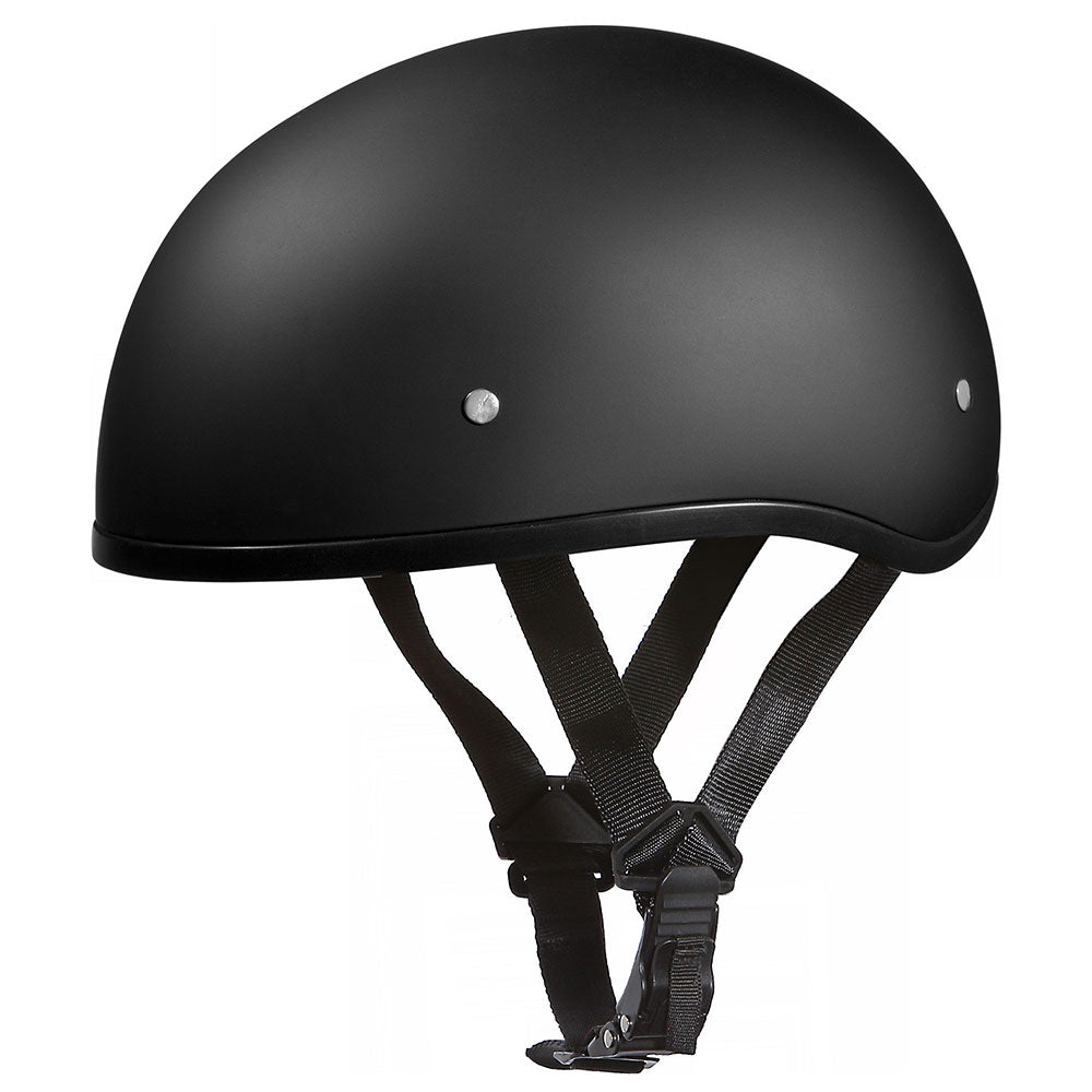 Daytona Helmets D1-BNS ‘Skull Cap' Dull Black Half Face Helmet without Visor