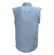 Milwaukee Leather DM1001 Men's Blue Lightweight Denim Shirt with with Frayed Cut Off Sleeveless Look