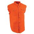 Milwaukee Leather DM1003 Men's Orange Lightweight Sleeveless Denim Shirt