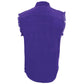 Milwaukee Leather DM1006 Men's Purple Lightweight Denim Shirt with Vintage and Frayed Sleeveless Look