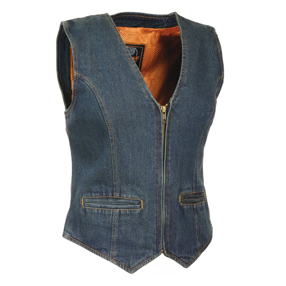 Milwaukee Leather DM1246 Ladies Zipper Front Denim Vest with V Neck Collar