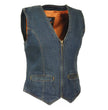 Milwaukee Leather DM1246 Ladies Zipper Front Denim Vest with V Neck Collar