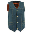 Milwaukee Leather DM1310 Men's Blue Classic Denim Western Style Cowboy Biker Vest with Snap Button Closure