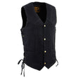 Milwaukee Leather DM1315 Men's Black Classic Denim Western Style Cowboy Biker Vest with Adjustable Side Laces