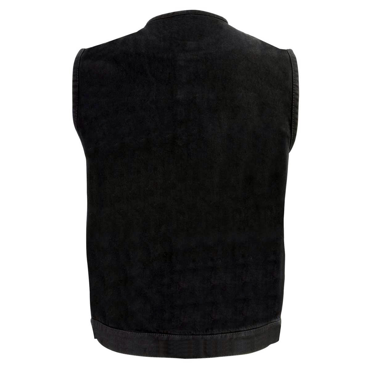 Biker's Edge DM1937 Men's Black Snap Front Denim Club Vest