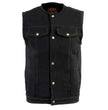 Biker's Edge DM1937 Men's Black Snap Front Denim Club Style Motorcycle Biker Rider Vest