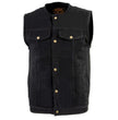 Biker's Edge DM1937 Men's Black Snap Front Denim Club Style Motorcycle Biker Rider Vest