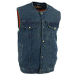 Biker's Edge DM1937 Men's Blue Snap Front Denim Club Style Motorcycle Biker Rider Vest