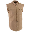 Milwaukee Leather DM4005 Men's Beige Lightweight Sleeveless Denim Shirt
