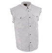 Milwaukee Leather DM4006 Men's White Lightweight Sleeveless Denim Shirt