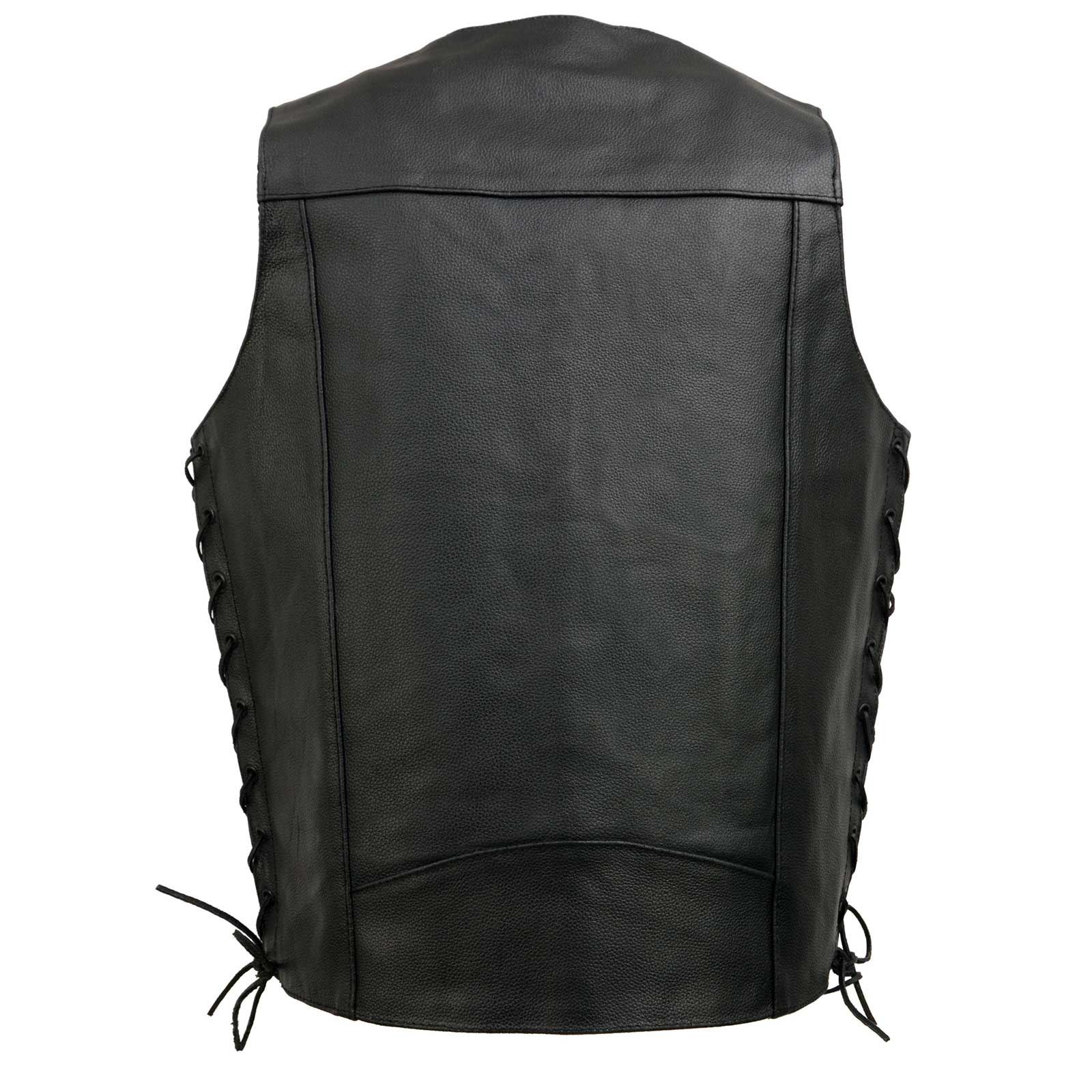 Event Leather EL5315TALL Black Motorcycle Leather Vest for Men's Tall Sizes Riding Club Adult Motorcycle Vests