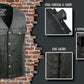 Event Leather EL5360 Black Motorcycle Leather Vest with Denim Style Pockets -Riding Club Adult Vests