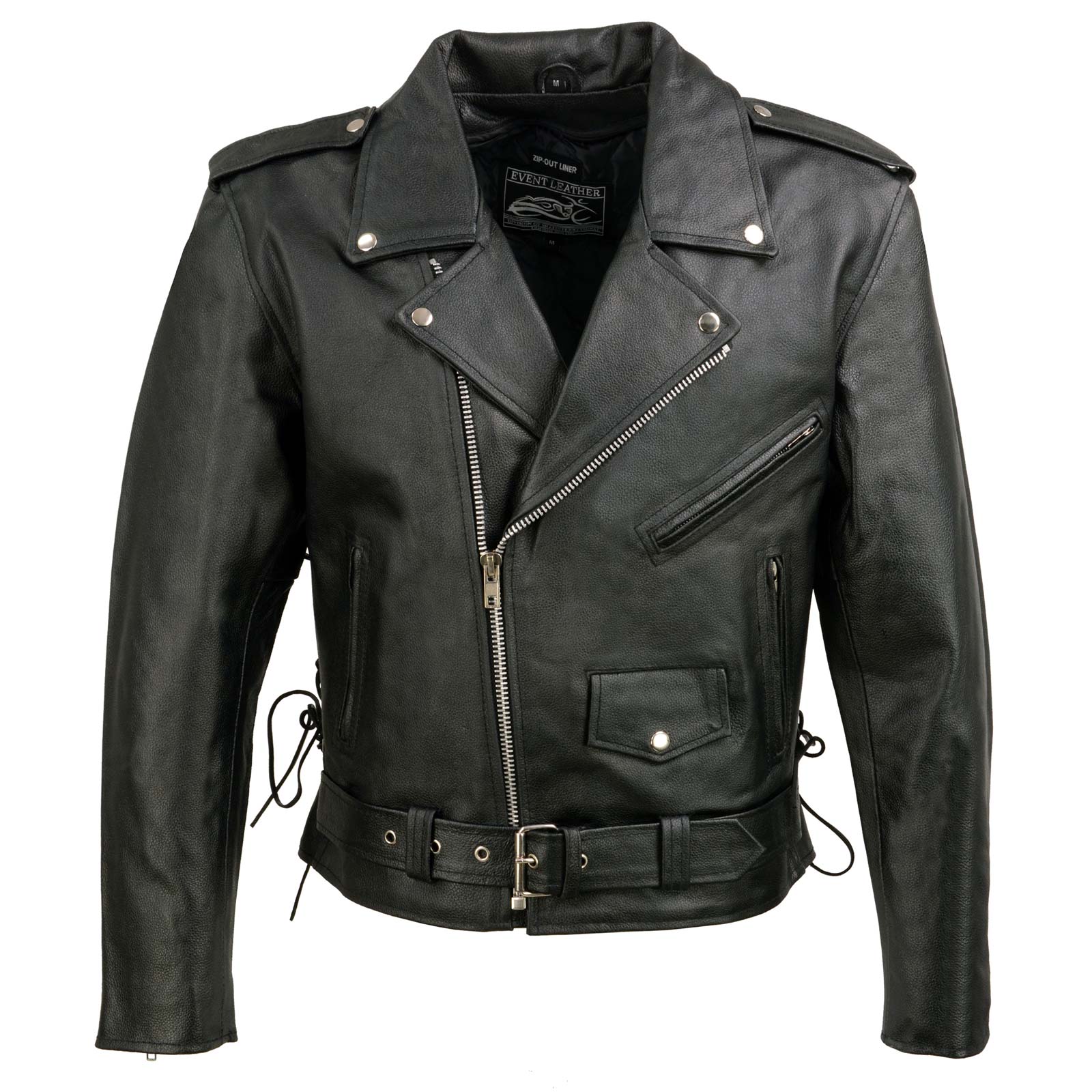 Event Leather EL5411 Men's Black Classic Side Lace Motorcycle Leather Jacket – Motorcycle Riding Jackets – Motorcycle Riding Jackets
