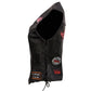 Event Leather ELL4900 Women's Classic Black Genuine Leather Side Laced Motorcycle Riders Vest w/ 9 Patches