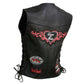 Event Leather ELL4900 Women's Classic Black Genuine Leather Side Laced Motorcycle Riders Vest w/ 9 Patches