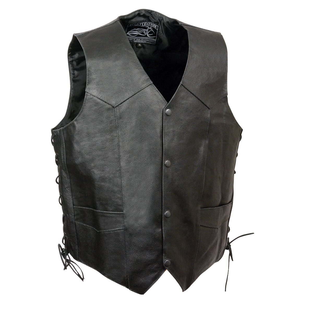 Event Leather ELM3900 Men's Motorcycle Riders Black Leather Vest with Embossed Native American Head