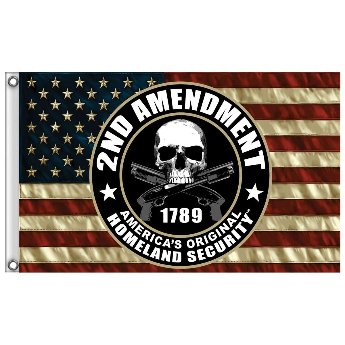 Hot Leathers 2nd Amendment Skull Circle 3' x 5' Flag FGA1083